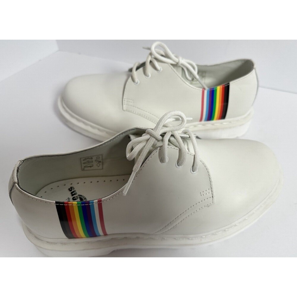 Dr Martens 1461 White Rainbow Stripe Pride Shoes Mens 9 Womens 10 - Picture 7 of 11